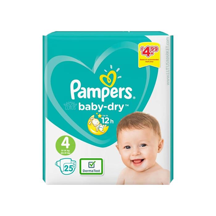 پوشک پمپرز مدل baby-dry کد 4 بسته 25 عددی